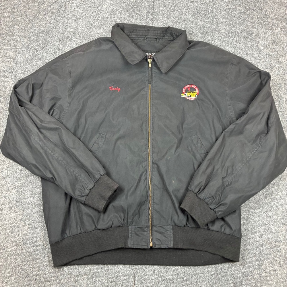 Aberdeen Collection Mens Size 2XL XXL Street Rod Embroidered Bomber Jacket Black